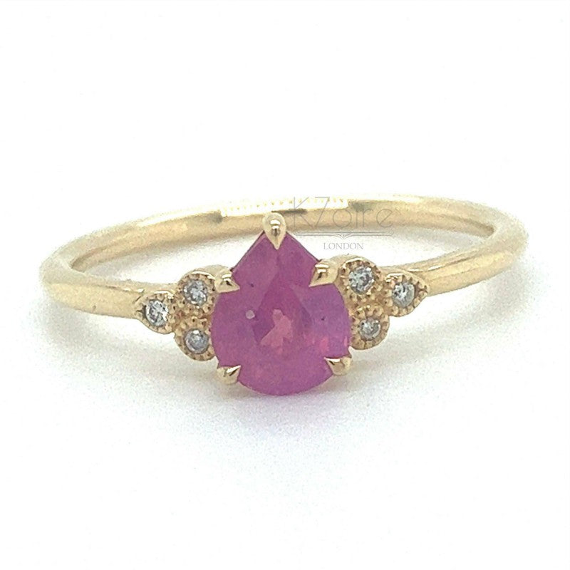 Classic Venedium pink sapphire with diamond gold ring | KZ-6000