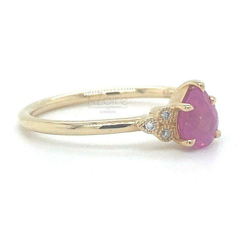 Classic Venedium pink sapphire with diamond gold ring | KZ-6000