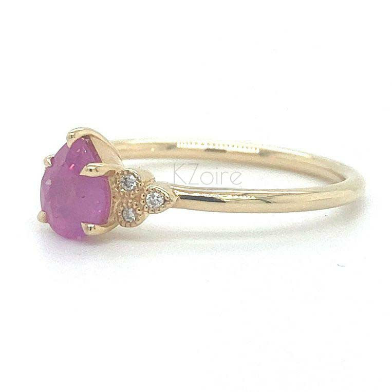 Classic Venedium pink sapphire with diamond gold ring | KZ-6000