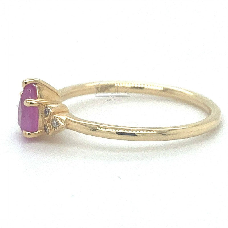 Classic Venedium pink sapphire with diamond gold ring | KZ-6000