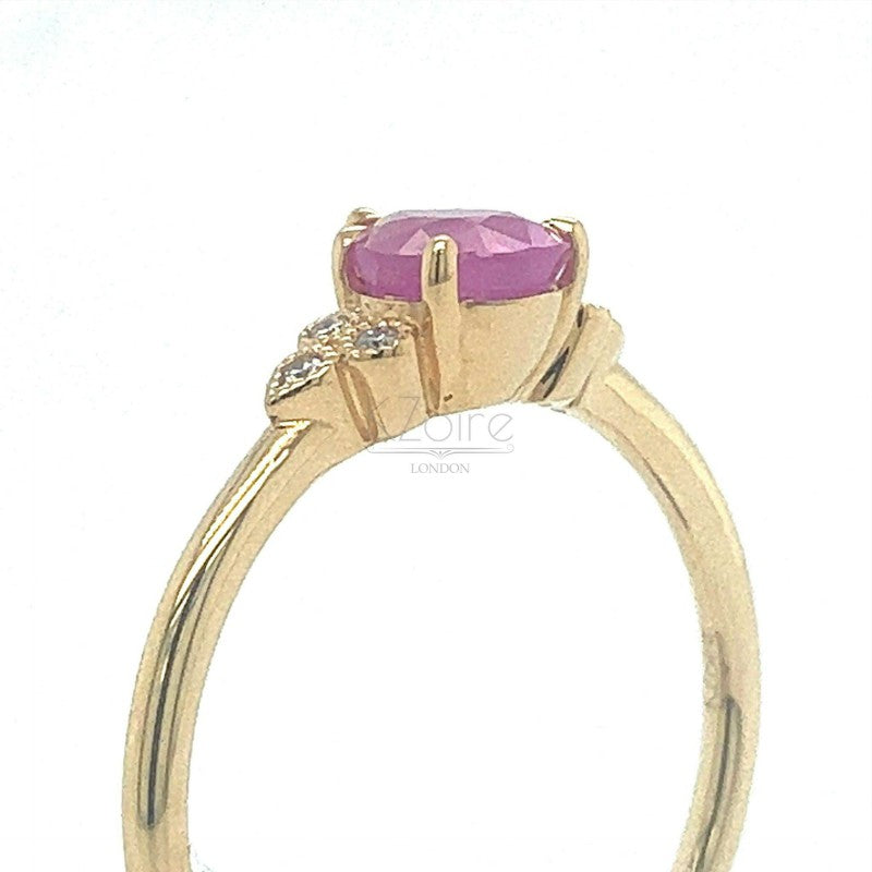 Classic Venedium pink sapphire with diamond gold ring | KZ-6000