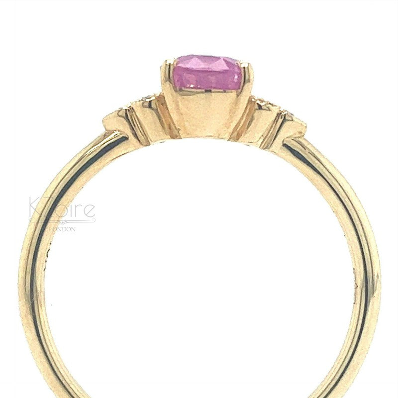 Classic Venedium pink sapphire with diamond gold ring | KZ-6000