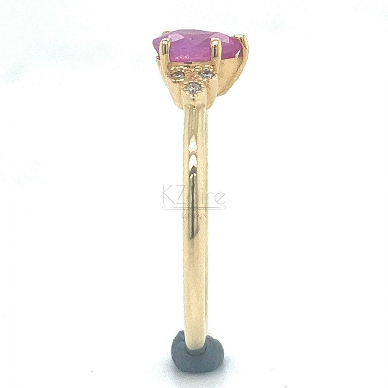 Classic Venedium pink sapphire with diamond gold ring | KZ-6000