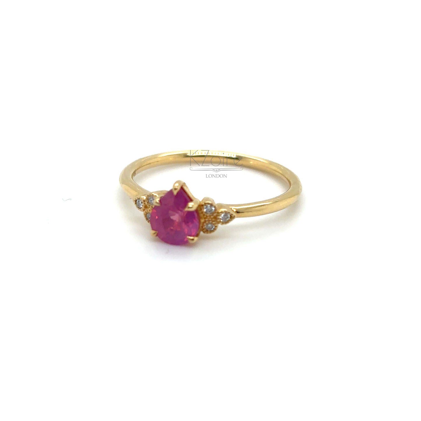 Classic Venedium pink sapphire with diamond gold ring | KZ-6000