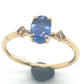 Solitaire oval sapphire ring with diamonds accents | KZ-6001