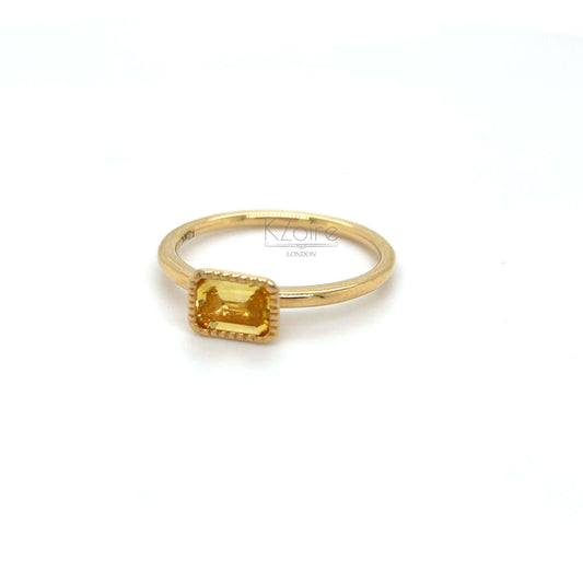 18K Yellow Sapphire Bezel Ring | KZ-6002