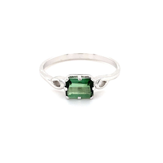 Emerald Cut Green Tourmaline Ring