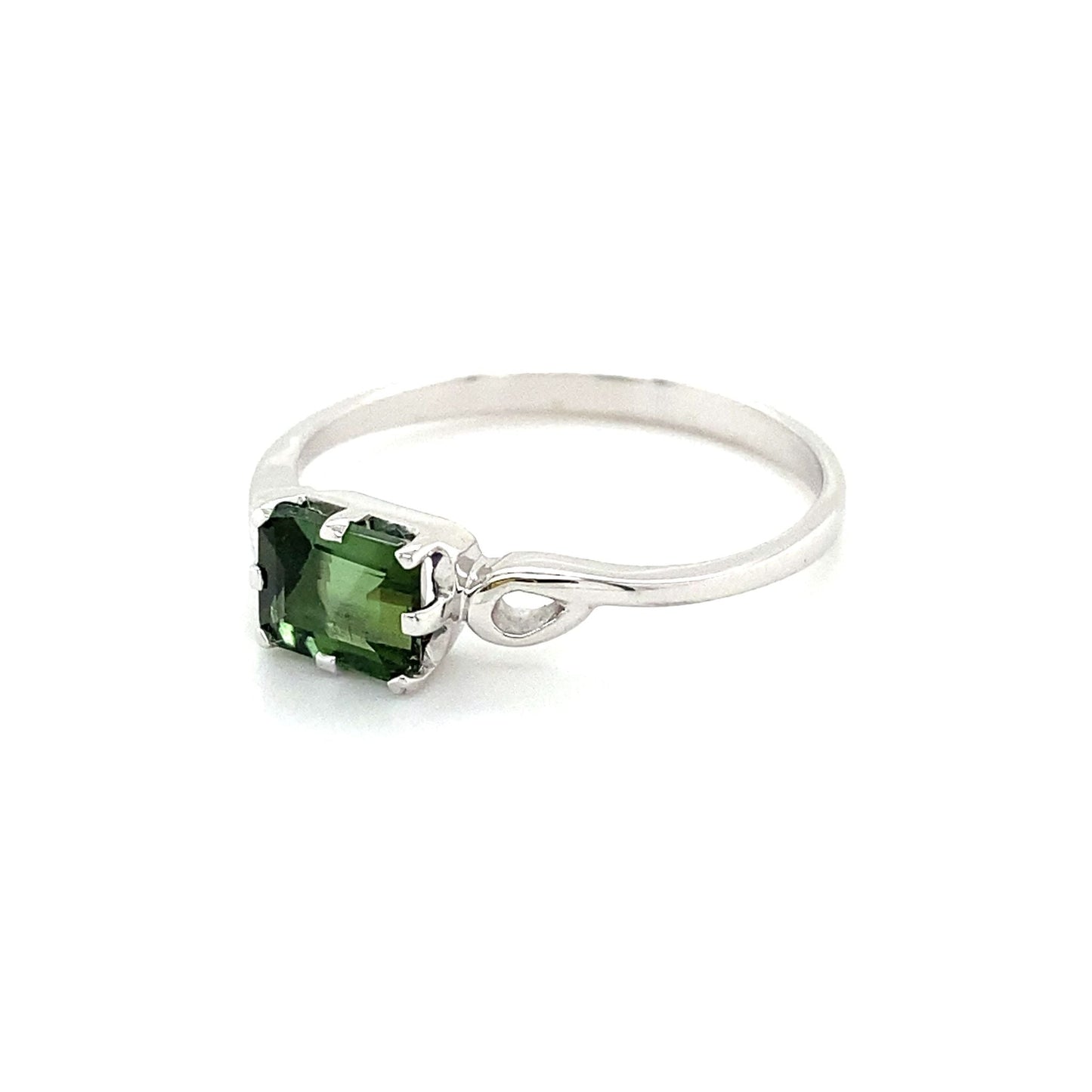 Emerald Cut Green Tourmaline Ring