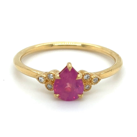 Classic Venedium pink sapphire with diamond gold ring | KZ-6000