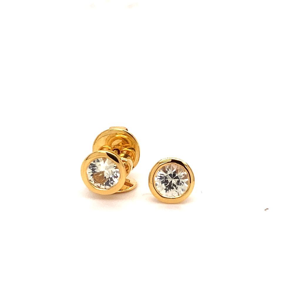 White Sapphire Gold Solitaire Earring Stud